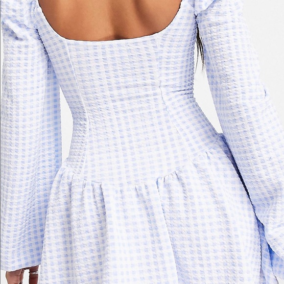 ASOS Design Gingham Skater Mini Dress Size 10 - Picture 2 of 3